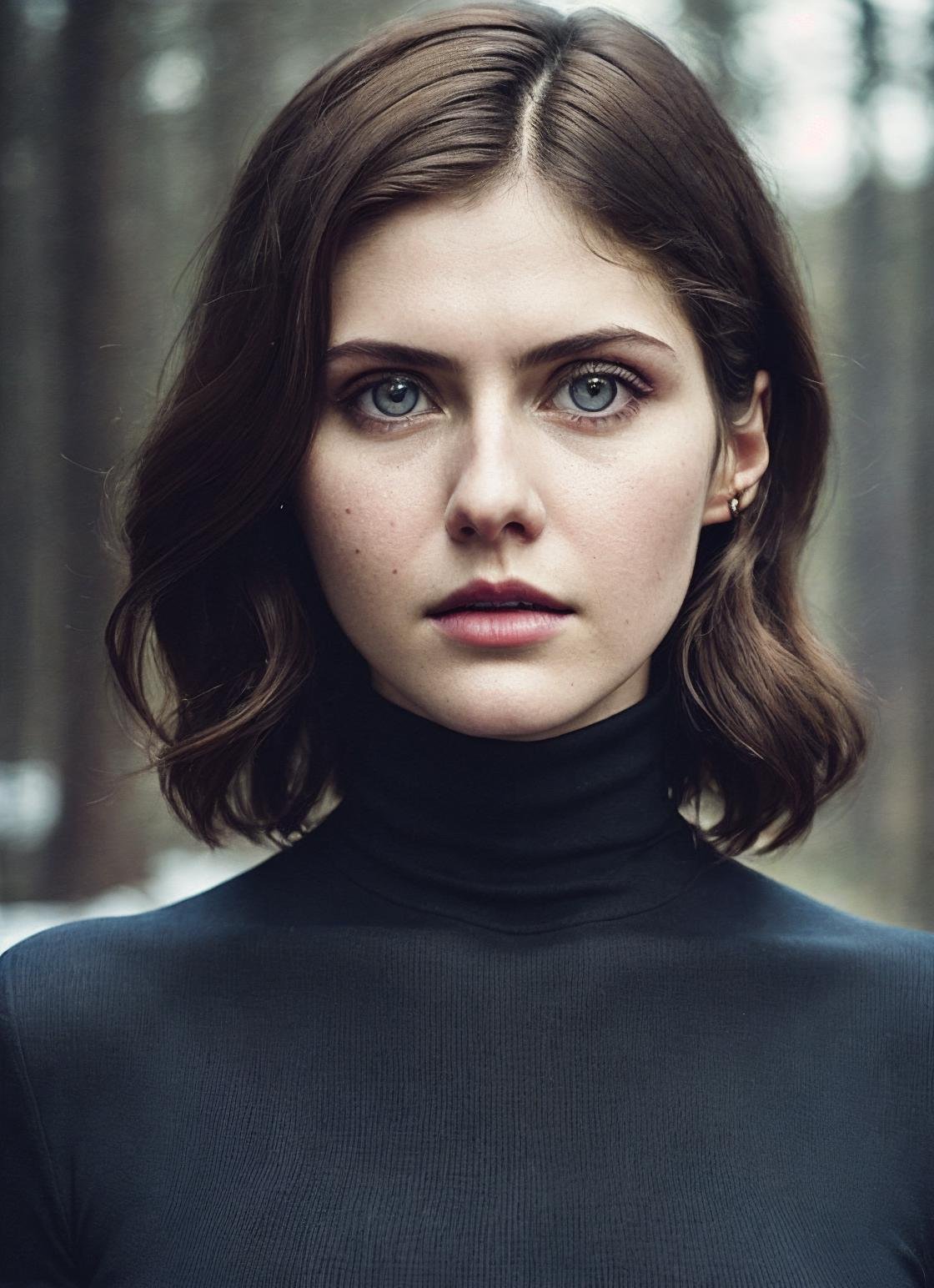 A stunning intricate full color portrait of (sks woman:1), wearing a black turtleneck, epic character composition, by ilya kuvshinov, alessio albi, nina masic, sharp focus, natural lighting, subsurface scattering, f2, 35mm, film grain, <lora:locon_alexandra_v1_from_v1_64_32:1.3>