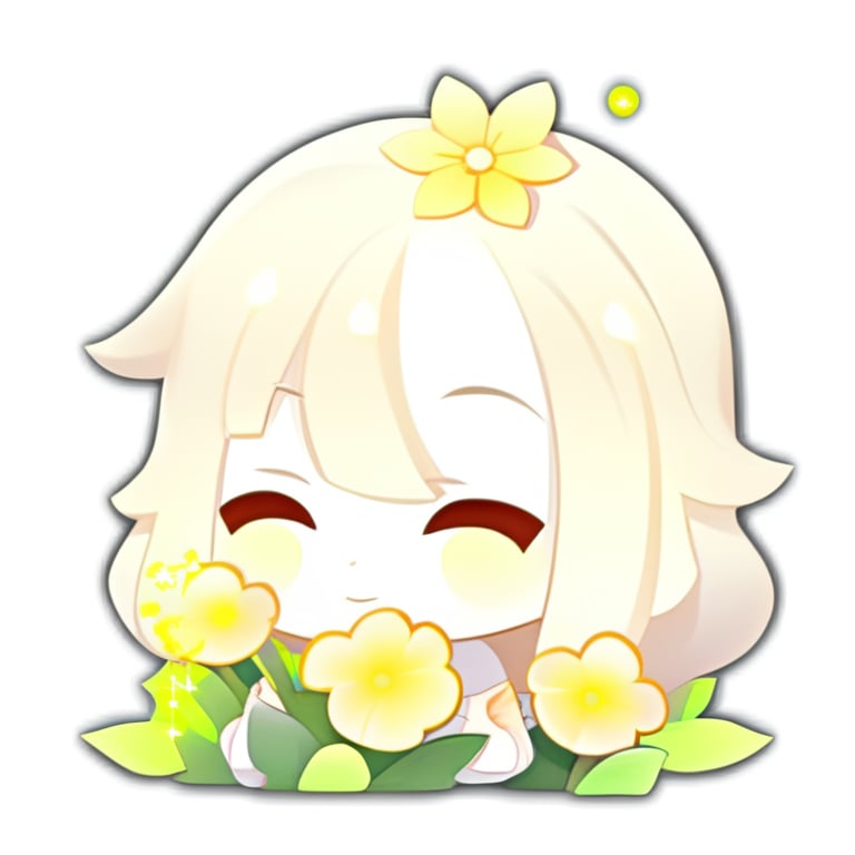1 girl, Emote Chibi, charming, nature, flower, glowing, white background <lora:Emote_ChibiSoraXL:0.9>