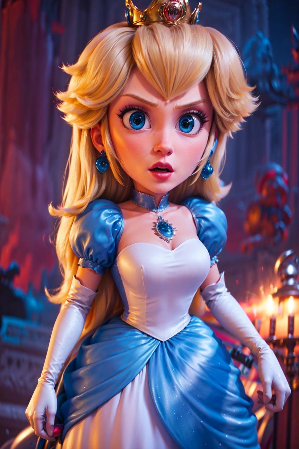 <lyco:SM(120R):1>Princess Peach wearing an ice outfit in the style of SM