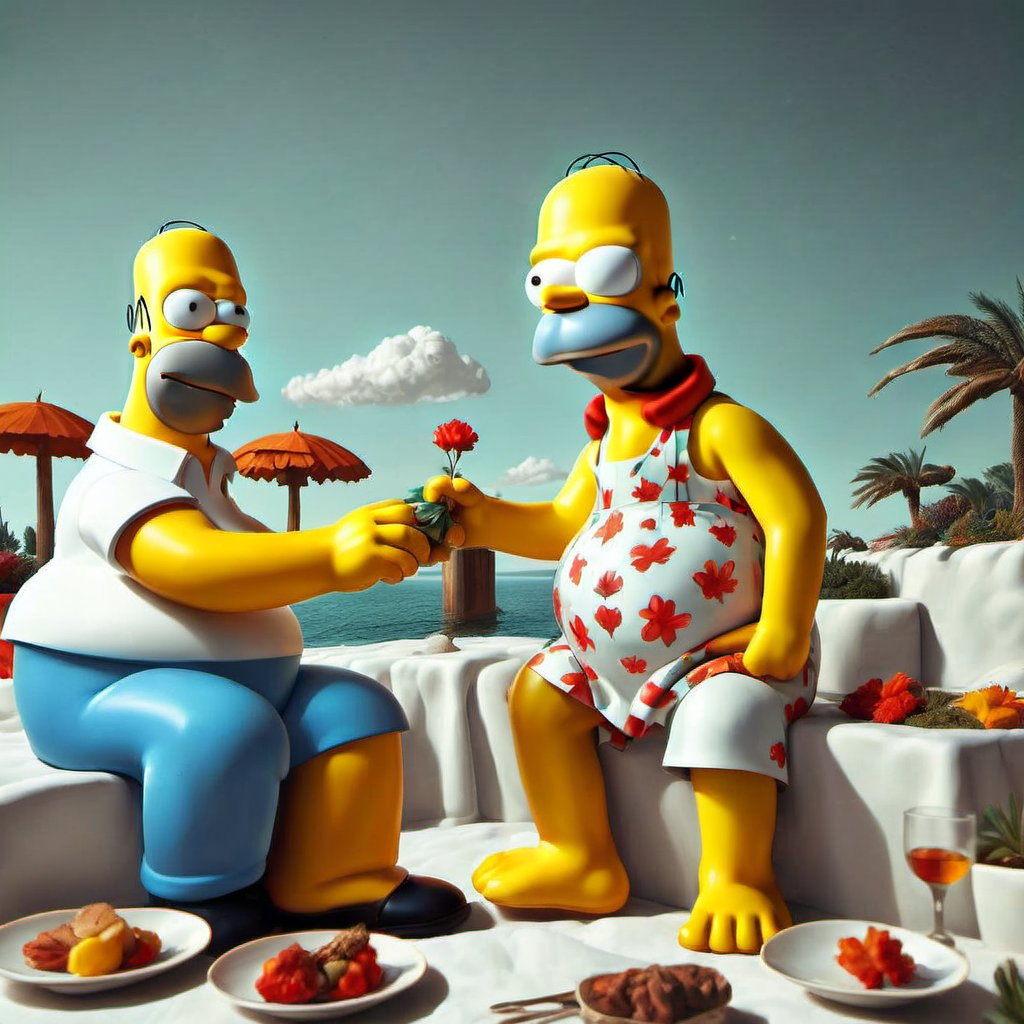 Fine arts oil painting, side angle, an epic portrait of homer, 3D artwork <lora:dalle:0.89>