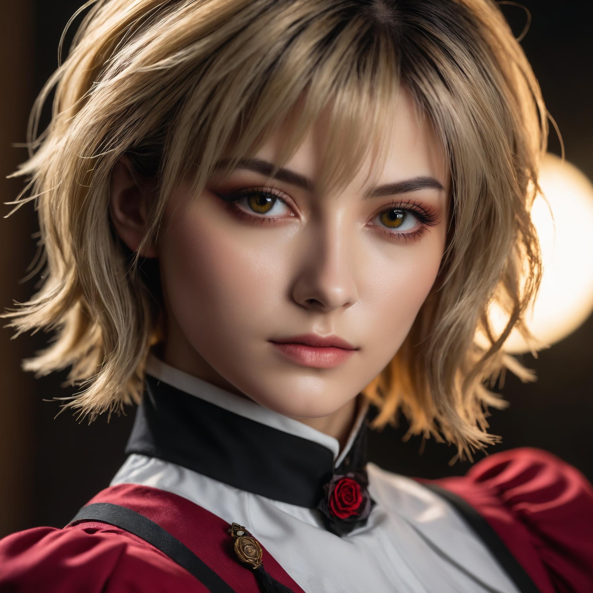 a woman, detailed, Seras Victoria costume, (beautiful maid outfit), hellsing, short hair, (((face portrait:1.3))), Photorealistic, Hyperrealistic, Hyperdetailed, analog style, detailed skin, matte skin, soft lighting, subsurface scattering, realistic, heavy shadow, masterpiece, best quality, ultra realistic, 8k, golden ratio, Intricate, High Detail, film photography, soft focus, RAW candid cinema, 16mm, color graded portra 400 film, remarkable color, ultra realistic, textured skin, remarkable detailed pupils, realistic dull skin noise, visible skin detail, dry skin, shot with cinematic camera, high quality photography, 3 point lighting, flash with softbox, 4k, Canon EOS R3, hdr, smooth, sharp focus, high resolution, award winning photo, 80mm, f2.8, bokeh