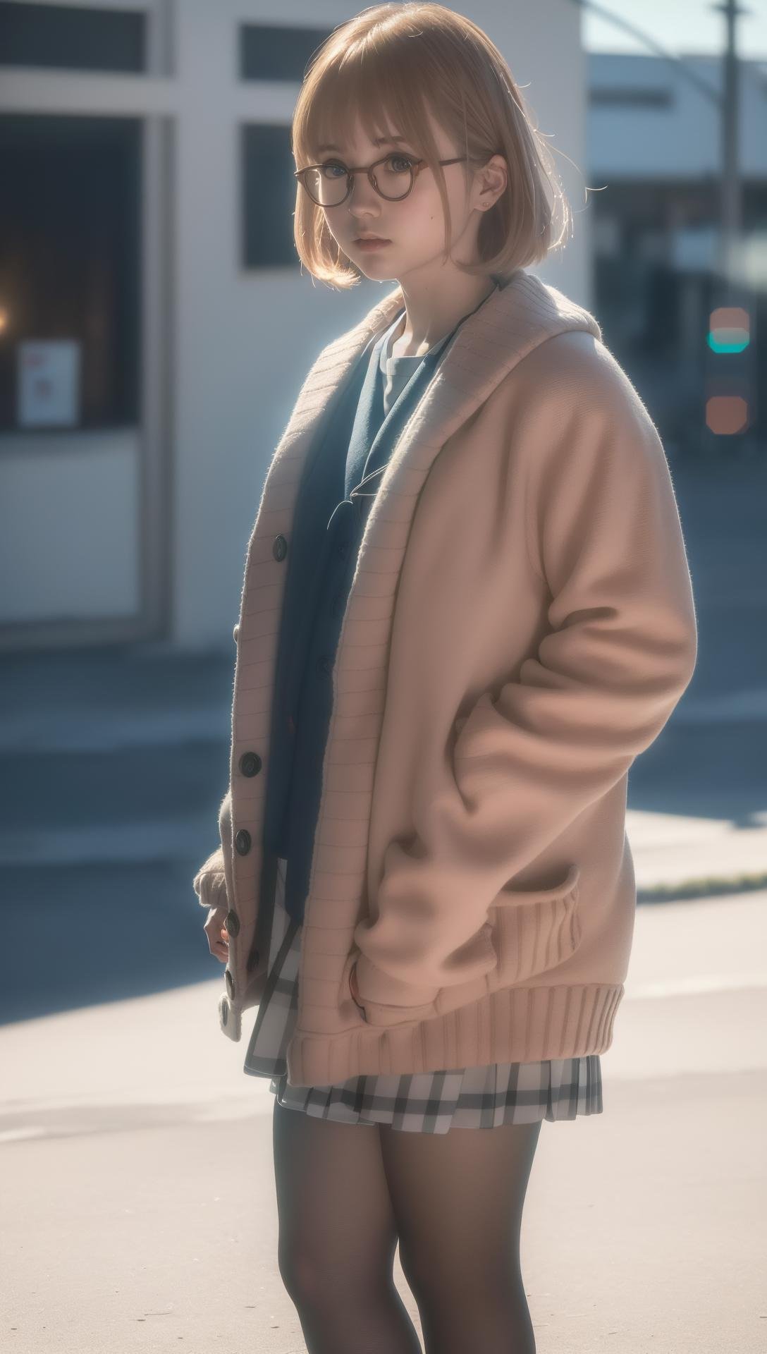 (8k, RAW photo, best quality, masterpiece:1.2), (realistic, photo-realistic:1.37), ultra highres, depth of field, chromatic aberration, caustics, Broad lighting, natural shading,Fujifilm XT3,masterpiece,ultra detailed,Winter clothes,1girl, solo,standing, looking at viewer,full body,outdoors,  <lora:Kuriyama Mirai Winter clothes_01:1>