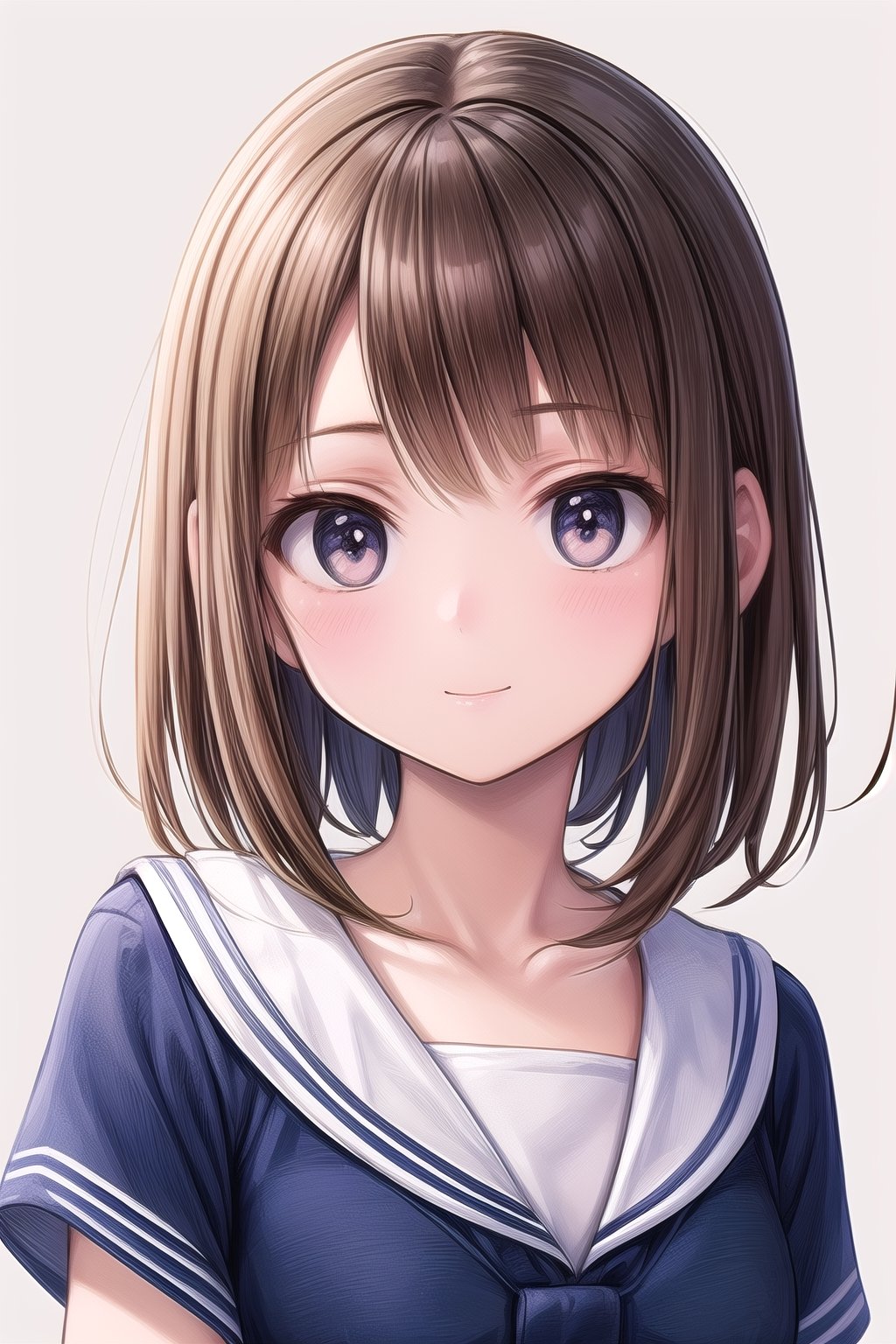 1girl, brown pixie cut hair, tanned skin, middle school uniform, smile: 0.8, Avatar, brown: 1.2, pale light, upper body, Simple background, flat background, pale background, light brown tone, (masterpiece, top quality, super detailed, high resolution, highly detailed),girl
