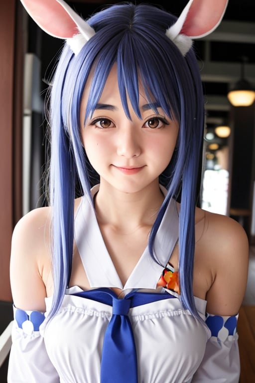 masterpiece, best quality, 1girl, (Usada Pekora), hololive, photorealistic, upperbody, low lighting, big city, PHOTOGRAPHY, attractive japanese cosplay face, upperbody shot,  flat chested,