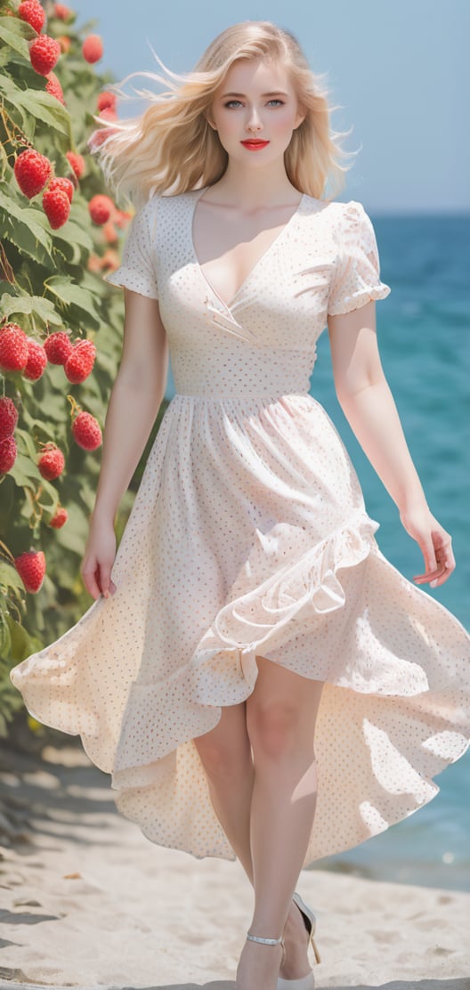 A beautiful woman is enjoying the yellow blossoms seaside. She has light blonde hair,  and light blue eyes,  framing a cute nose. She wears red polka_white dot dress,  high-low_skirt,  curvy,  gentle_face,  watson_cross,  paired with high heels. Her hands are feminine,  and she has an hourglass body shape., aesthetic portrait, photo r3al, FilmGirl, cutegirlmix, xxmix_girl, blurry_light_background, colorful_girl_v2, realhands, cassdawnlvl1, , , , , 
Negative prompt: EasynegativeV2
Steps: 30, Sampler: DPM++ 2M SDE Heun Karras, CFG scale: 7.0, Seed: 281685599, Size: 768x1152, Model: raspberries: 004a6f7cae67", TI hashes: EasyNegativeV2, Version: v1.6.0.16-4-g0a55889, TaskID: 645208051841806943
Used Embeddings: EasyNegativeV2,korean girl,cutegirlmix,LinkGirl,xxmix_girl,yua_mikami,isni,FilmGirl,underwater