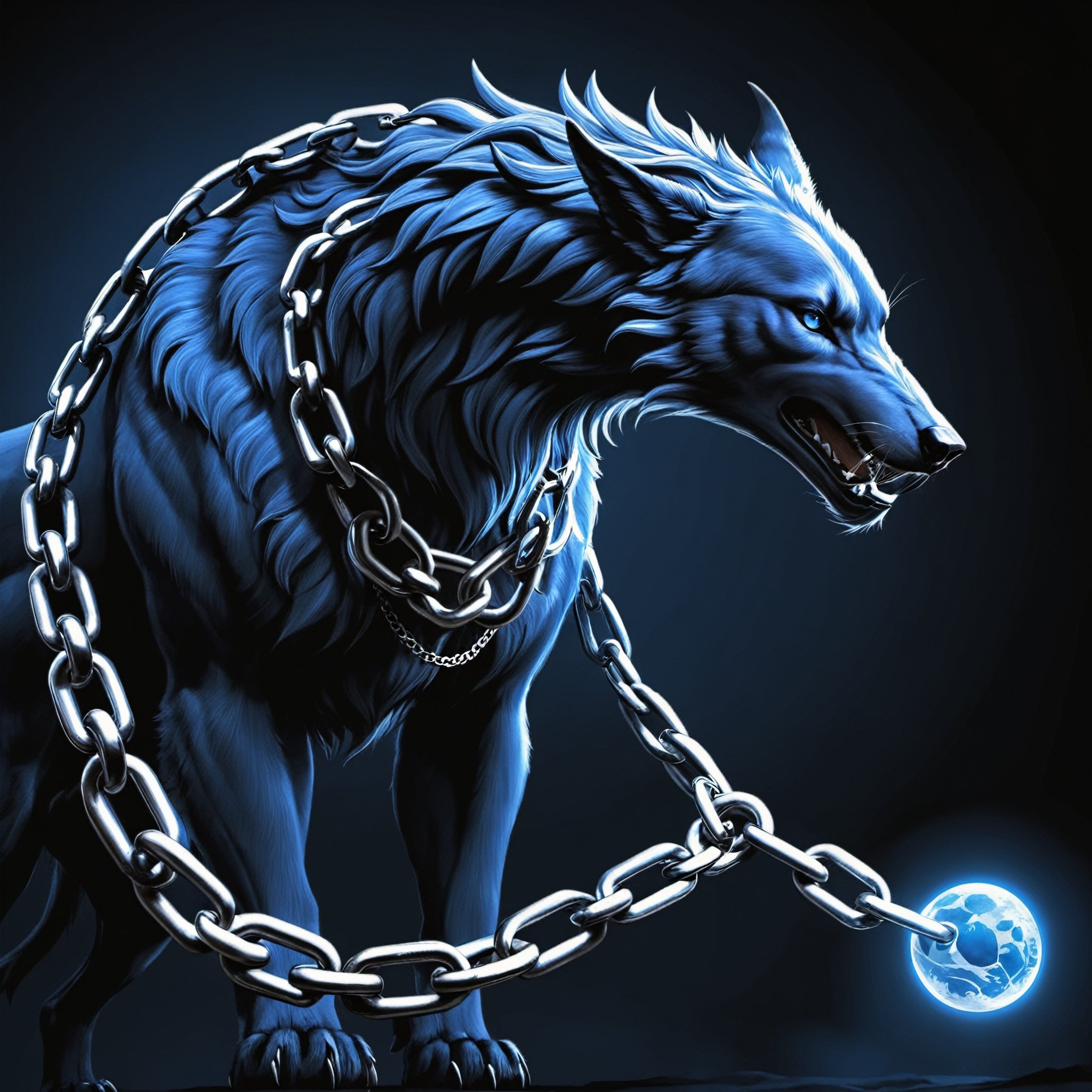 Epic Drawing of the Gleipnir chain with Fenrir 
