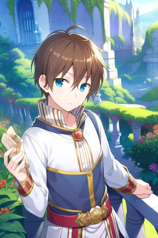 masterpiece, best quality, wallpaper, 1boy, solo, male focus, looking at viewer, , , , realistic, <lora:ryuu_akagami_no_shirayuki-hime:0.72>, ryuu_akagami_no_shirayuki-hime, brown hair, blue eyes, , Wonderland: A wild and fantastical place, ruled by the Queen of Hearts,