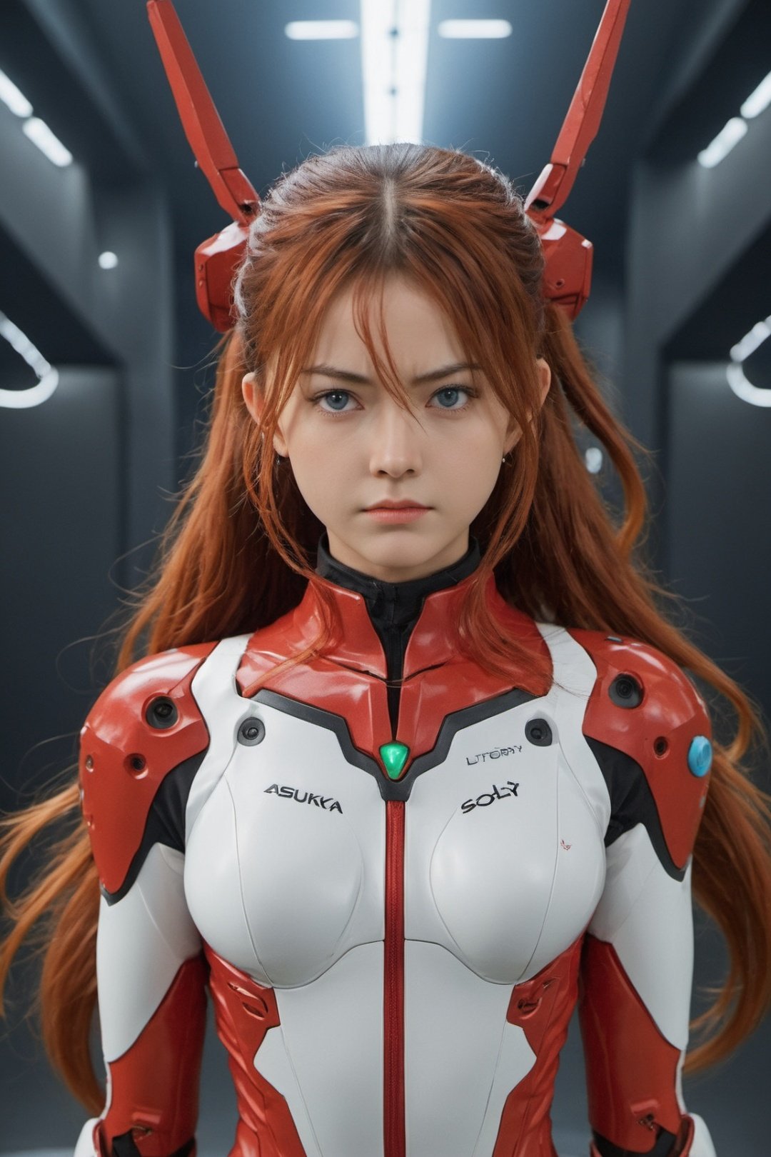 best quality, masterpiece, ultra detailed, (full body:1.8), long shot, 1girl, (Asuka Langley Sohryu:1.8), (Asuka from Evangelion:1.5), (Asuka Sōryū Langley), girl,18 years old woman, teenager, young adult woman, beautiful detailed eyes, ultra detailed hair, ultra detailed face, (long redhair), (blue eyes:1.8), visible body, visible legs, full body visible, (ultra detailed skin:1.8), skin texture, Movie Still,xxmix_girl, (Evangelion plugsuit) red suit, red gloves, photo r3al,xxmixgirl, (red hairclips:1.5), (two ponytails hair:1.8), mecha,Movie Still, cinematic light, 8k, hdr,LinkGirl,teengirlmix, frontal photo, frontal subject, tech suit, fit girl, slim girl,cyborg style, slim face,photo r3al,FilmGirl, angry face, serious face,nindi