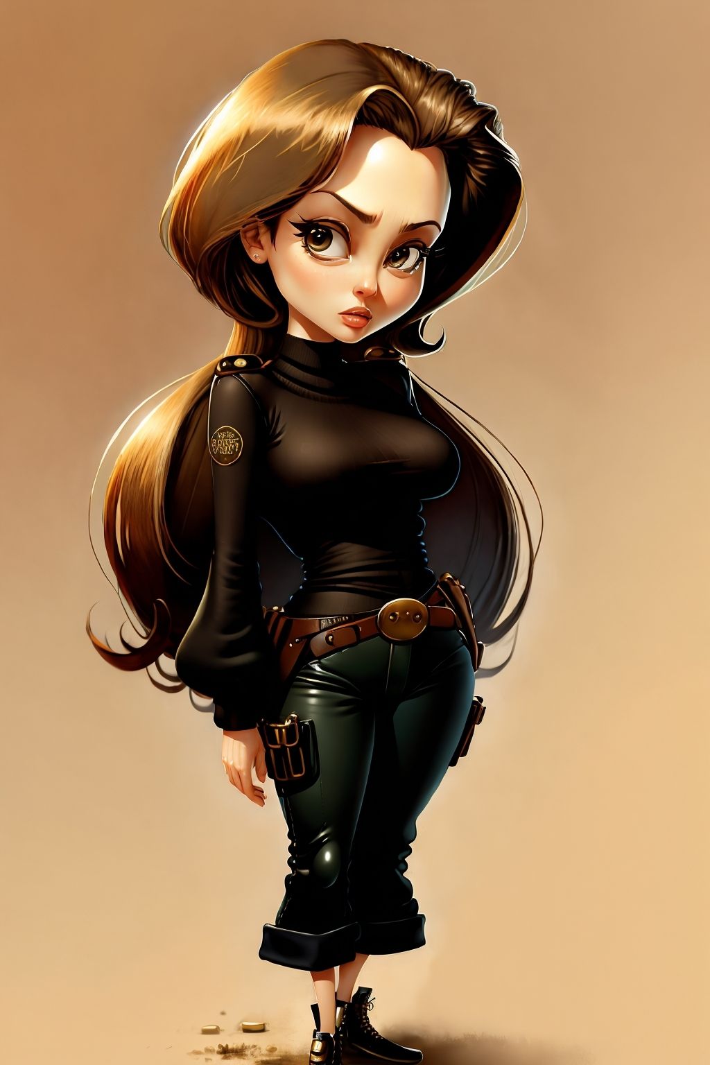 gear00d, Angelina Jolie, chibi, pants, Extensive, <lora:gear00d-000010:1>