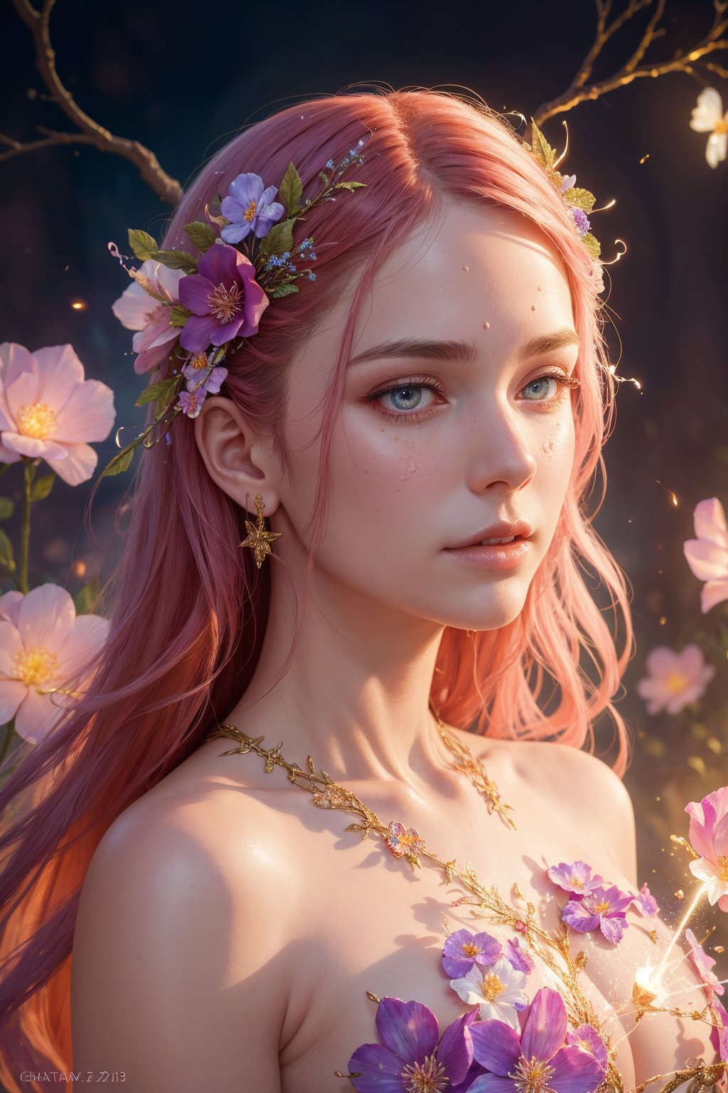 Magical Fantastic Flowers, Liquid Structure, Flying Petals, Sparks, Lightning, Splash, Portrait Photography, Fantasy Background, Intricate Patterns, Ultra Detailed, Luminous, Radiance, Ultra Realism, Complex Details, Intricate Details, 16k, HDR, High Quality, Trending On Artstation, Sharp Focus, Studio Photo, Intricate Details, Highly Detailed, By Greg Rutkowski