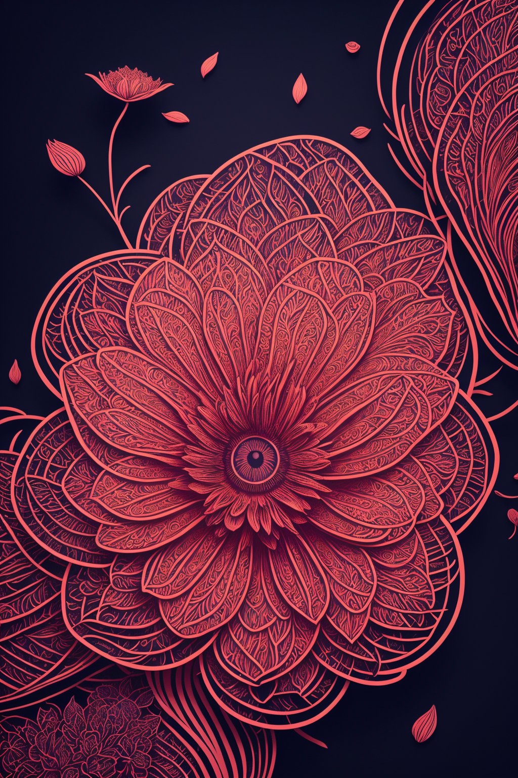 (best quality,4k,8k,highres,masterpiece:1.2),ultra-detailed,(realistic,photorealistic,photo-realistic:1.37),vector illustration,floral design,beautifully intricate flowers,vibrant color scheme,natural elements,hand-drawn style,fine linework,detailed petals,organic shapes,harmonious composition,botanical elements,delicate stems and leaves,element of symmetry and balance,playful and whimsical style,professional-grade digital illustration,vector graphics,attention to detail,exquisite craftsmanship,artistic interpretation,lush blossoms and buds,graceful curves and loops,rich textures and shades,depth and dimension,soft and flowing lines,stylized floral patterns,atmospheric lighting,gently diffused shadows,subtle gradients,creative use of negative space,eye-catching visual impact,expressive and engaging,pleasant and soothing,prominent focal point,layered and overlapping elements,diagonal and diagonal elements