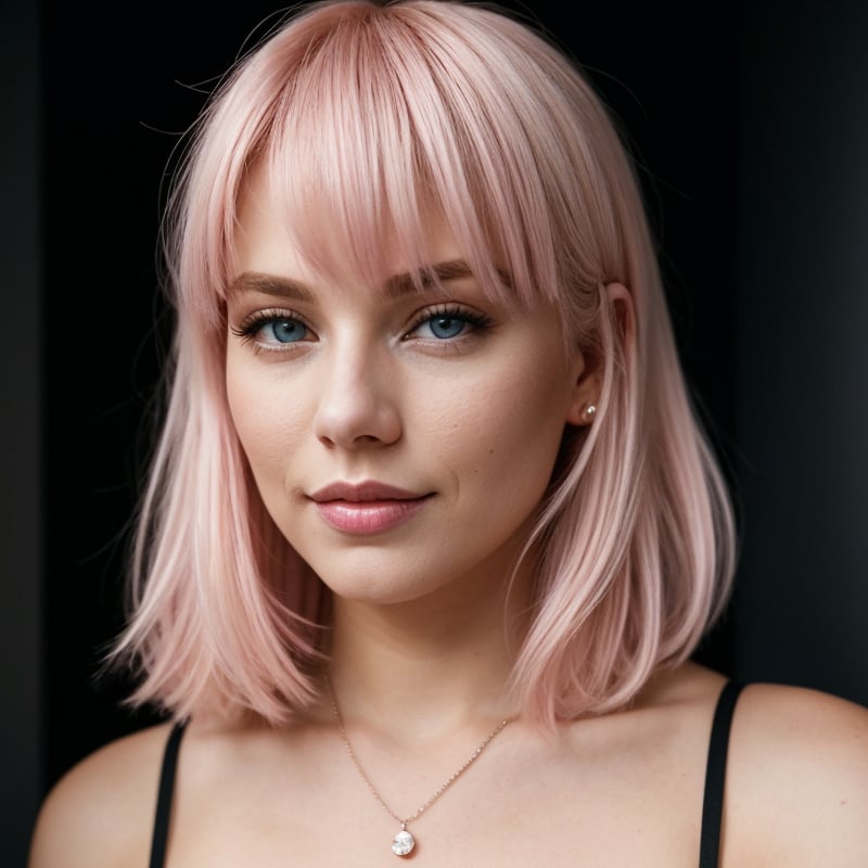 super cute pink blond woman in a dark theme