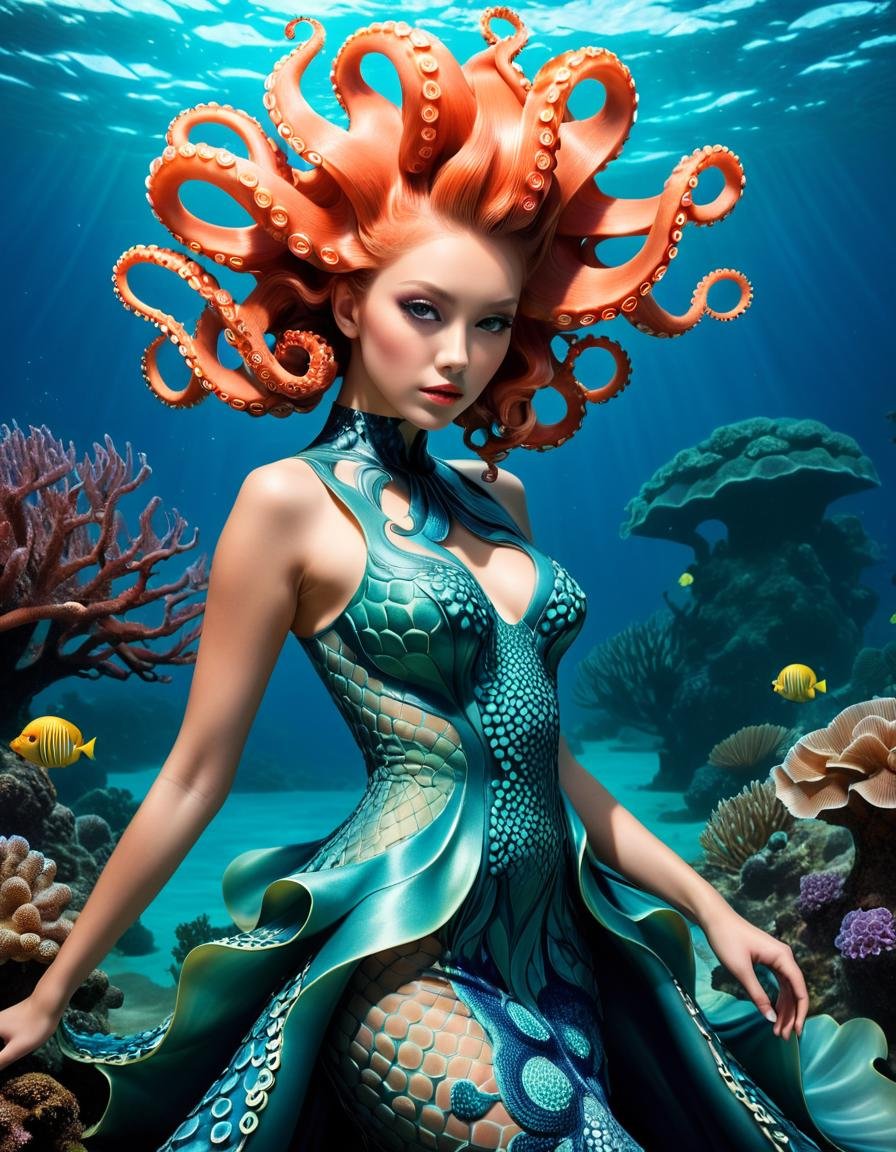 Strategy game style (Ultrarealistic:1.3) <lora:Tentacle-FFashion-LOha-0416-000009:1> a woman in an underwater dress with octopus hair, beautiful octopus woman, portrait of an octopus goddess, avant garde fashion model, portrait of mermaid queen, wearing a dress made of water, lady with glowing flowers dress, octopus goddess, avant garde coral, intricate fantasy dress, award winning fashion photo, inspired by Leonor Fini, covered in coral, surreal beautiful young woman,close portrait,(manga:1.3),beautiful,attractive,handsome,trending on ArtStation,DeviantArt contest winner,CGSociety,ultrafine,detailed,studio lighting . Overhead view, detailed map, units, reminiscent of real-time strategy video games