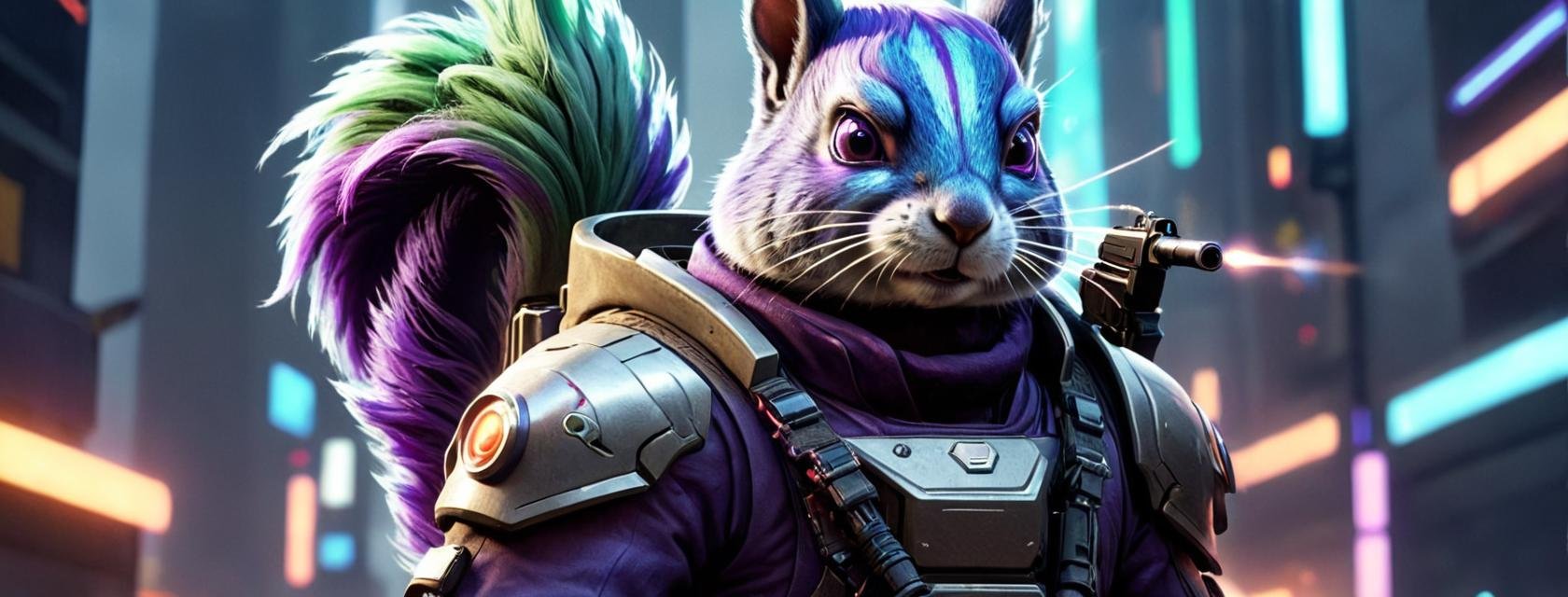 Hyperrealistic art [X], cyber punk 2077, [B] <lora:Cyber BunnY Warfare FFusion:1> a squirrel with purple hair wearing a futuristic outfitwith dreadlocks holding a gun, cyberpunk 8 k, holding a lightsabre. splash art, with green hair in a futuristic suit, shadowrun character art, cyberpunk dyed haircut, very beautiful cyberpunk samurai, trending on artstation hd, portrait beautiful sci - fi, a with blue hair in a futuristic city, cyberpunk art ultrarealistic 8k, a man holding a gun in front of a fire, apex legends character . Extremely high-resolution details, photographic, realism pushed to extreme, fine texture, incredibly lifelike . Extremely high-resolution details, photographic, realism pushed to extreme, fine texture, incredibly lifelike