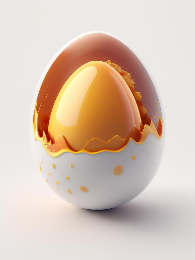 there is a large egg with a hole in it on a dark surface, 3d digital art 4k, cinema 4d bright light render, cinema 4 d art, 3d render digital art, humpty dumpty in form of egg, digital art render, high-quality render, magic frozen ice phoenix egg, cinema 4 d render, cinema 4d render, (white background:1.35), color slash, aint unreal engine