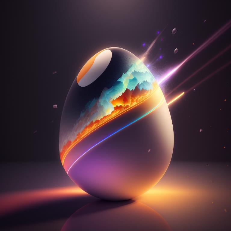 there is a large egg with a hole in it on a dark surface, 3d digital art 4k, cinema 4d bright light render, cinema 4 d art, 3d render digital art, humpty dumpty in form of egg, digital art render, high-quality render, magic frozen ice phoenix egg, cinema 4 d render, cinema 4d render, white background, color slash, aint
