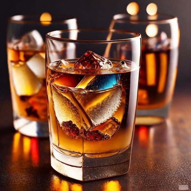 a sprinkled whiskey sitting on top of a table, hyper realistic digital painting, colorful hyperrealism, amazing food illustration, blender whiskey, amazing food photography, hyper realistic oil painting, hyper realistic color photo, ultrarealistic oil painting, realistic colorful photography, hyper - realistic oil painting, hyper-realistic oil painting, beautiful 3d render, hyperrealistic digital painting