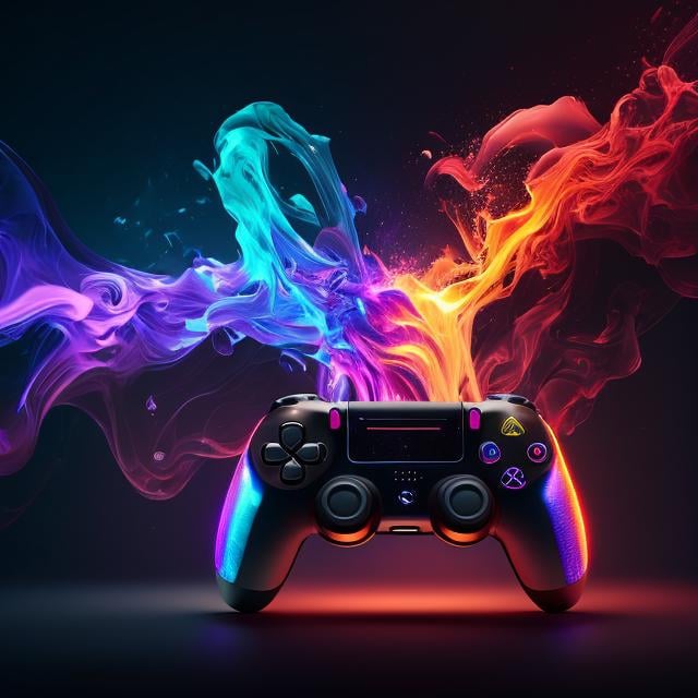 a close up of a video game controller with a lot of smoke, video game digital art, wallpaper 4 k, wallpaper 4k, 4 k wallpaper, 4k wallpaper, 8k hd wallpaper digital art, digital artwork 4 k, 4 k hd wallpaper, 4k hd wallpaper, 8k stunning artwork, 4k detailed digital art, 4k highly detailed digital art, no humans, black background, glowing, simple background<lyco:di.FFusion.ai-tX:1.0 by inception art, concept art
