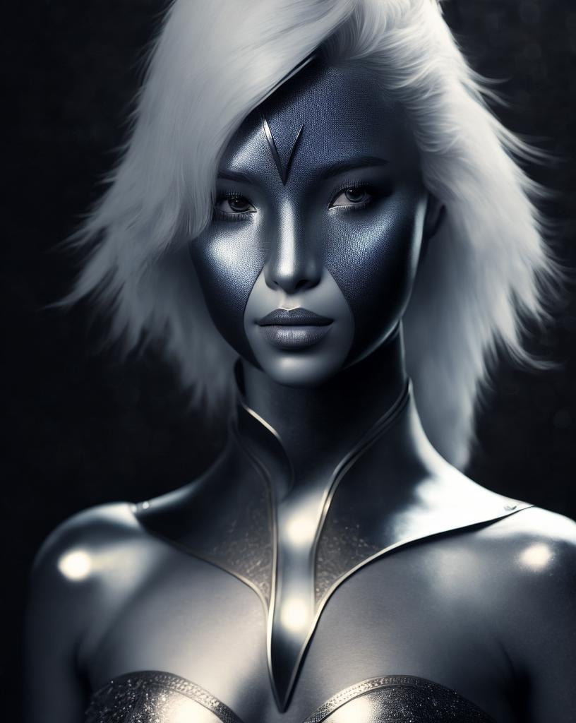 a woman with white hair and wings on her chest, anime, anime style, 1girl, solo, long hair, breasts, pointy ears, navel, white hair, elf ears, very pretty legs and torso made man android hybrid hair black background art line digital illustration, dynamic scene full of hair, in front of epic background volks of crystals detailed ink paint drips style magic the dark art hyper painting paulette, kodaka portra k, 1080 realistic 8 k resolution high very coherent trending face art style, cinematic lighting, professional dramatic detailed hyper hulk a by abducted screaming as cillian cameron emilia teenage pretty old years 25 smiling portrait cinematic movie d 50-n 9 f lens field deep film canon with still cinematic style re 70 photography film schartz manara, portrait, body made up with metal and plastic panels made out is head white waljaur girl, photreal and kupshis mcbula is face, 3d is aesthetic from 3, ai based structure body structure shape made art, cybernetic on d 3 panels by kevin nelsson and ed repo of body metal cybersuit fashion body of (vogue cyber body designer organic:1.36), cinematic lighting style made art background and k 4 ultra h-yata is art k 4, rosen as a jester by reinalca raimondelli and dali