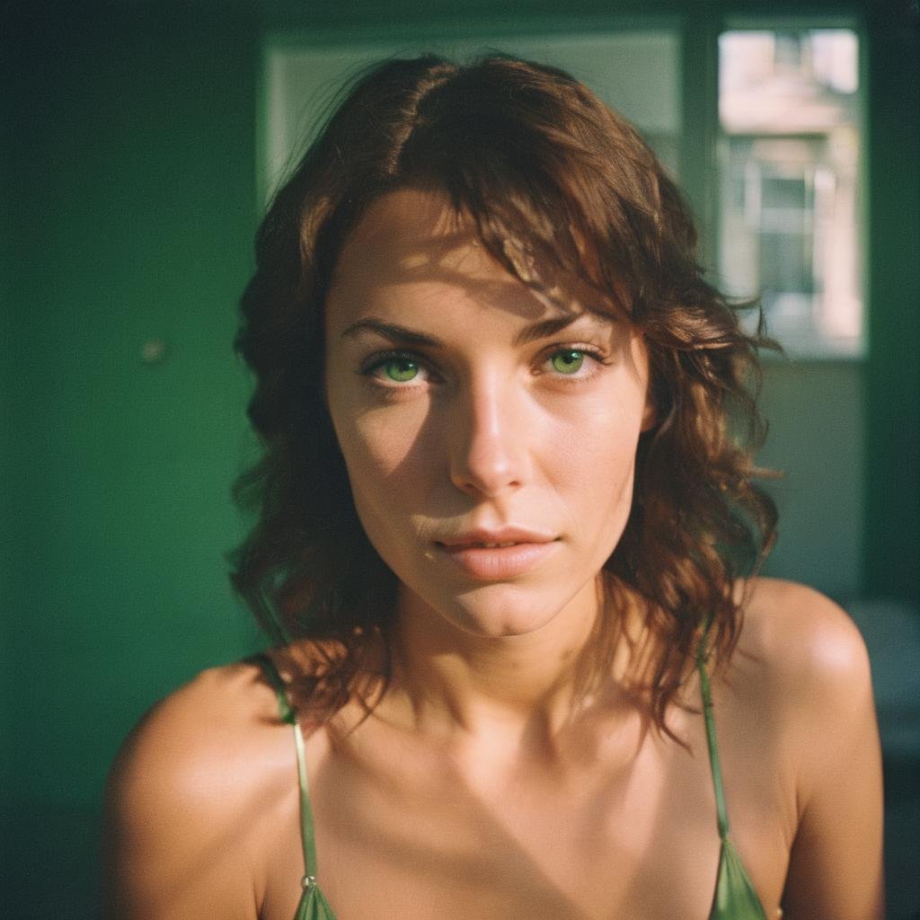 analog style, photo of a beautiful swedish model, taken with an Asahi reflex 35 mm , who looks at you in a sensual way with two beautiful green eyes She is naked and the image was taken in close-up,analog, AnalogRedmAF,<lora:AnalogRedmondV2-Analog-AnalogRedmAF:1>