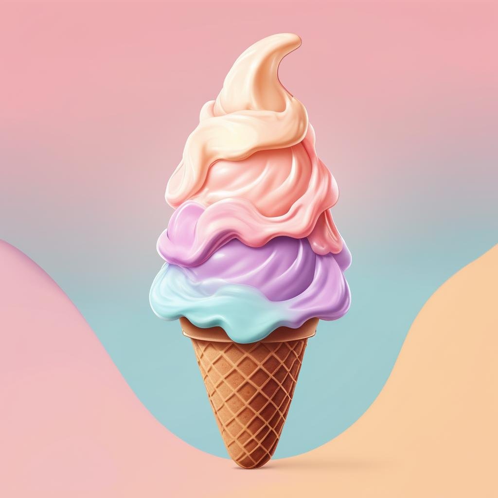 A logo for an ice cream brand, melting ice cream, pastel colors., LogoRedAF, <lora:LogoRedmond_LogoRedAF:1>