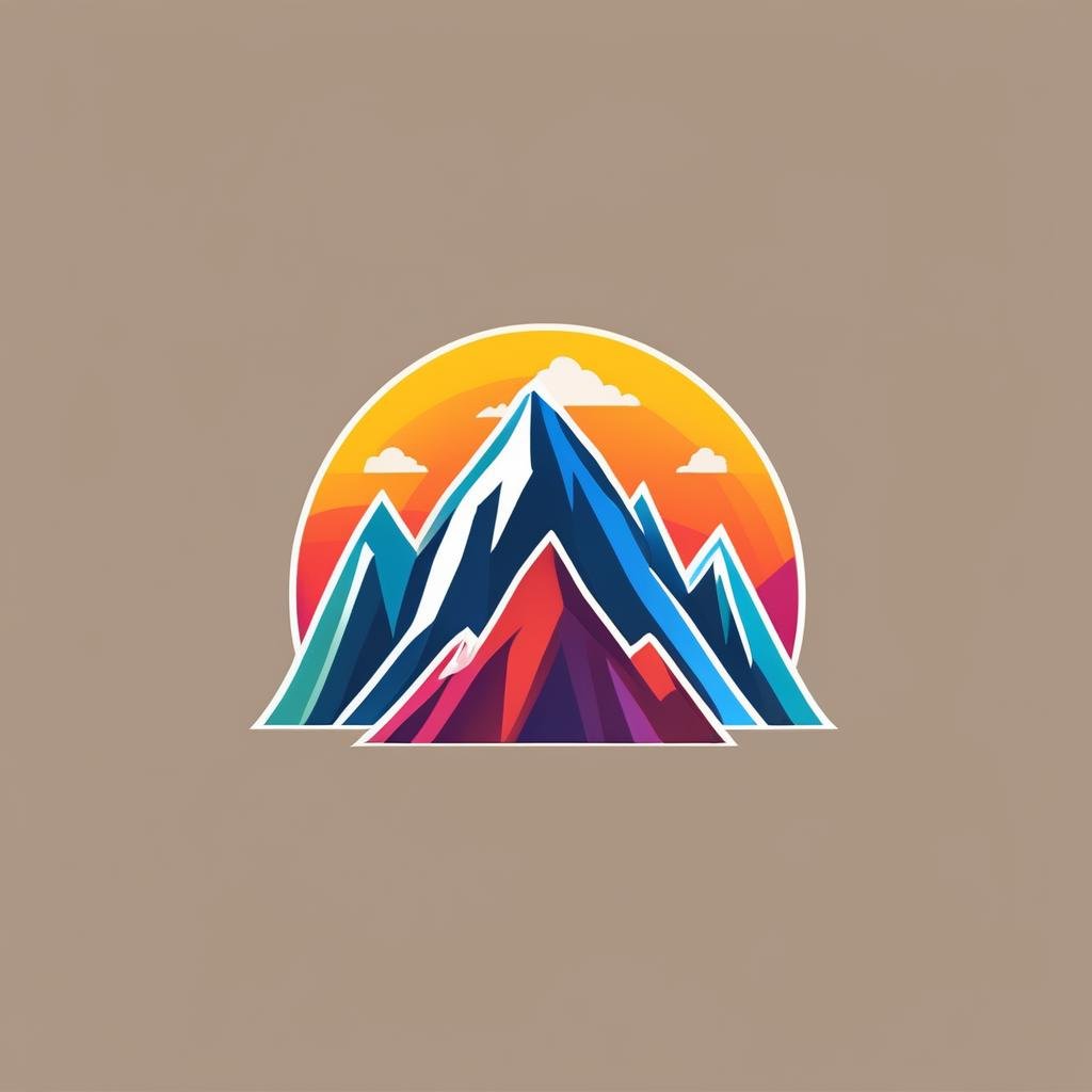 Logo of mountain, hike, modern, colorful,  LogoRedAF, <lora:LogoRedmond_LogoRedAF:1>