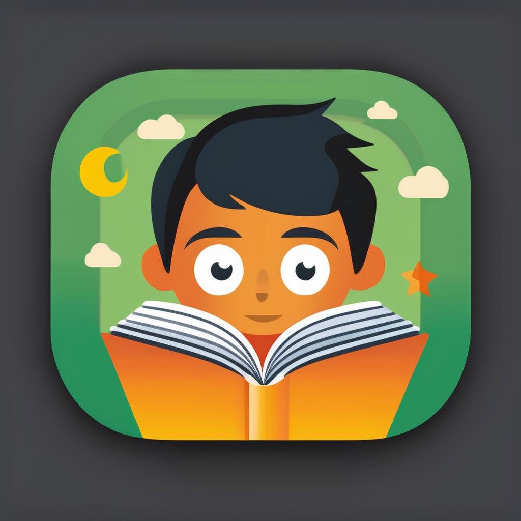 a boy reading a book, highly detailed, ios icon app, dribbble, icredm<lora:IconsXLRedm:0.8>