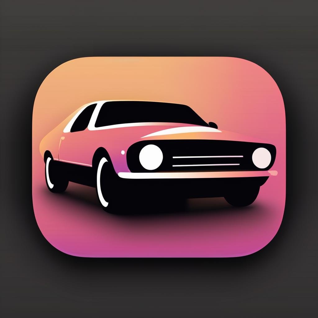 a car, minimalist, ios icon app, dribbble, icredm<lora:IconsXLRedm:1>