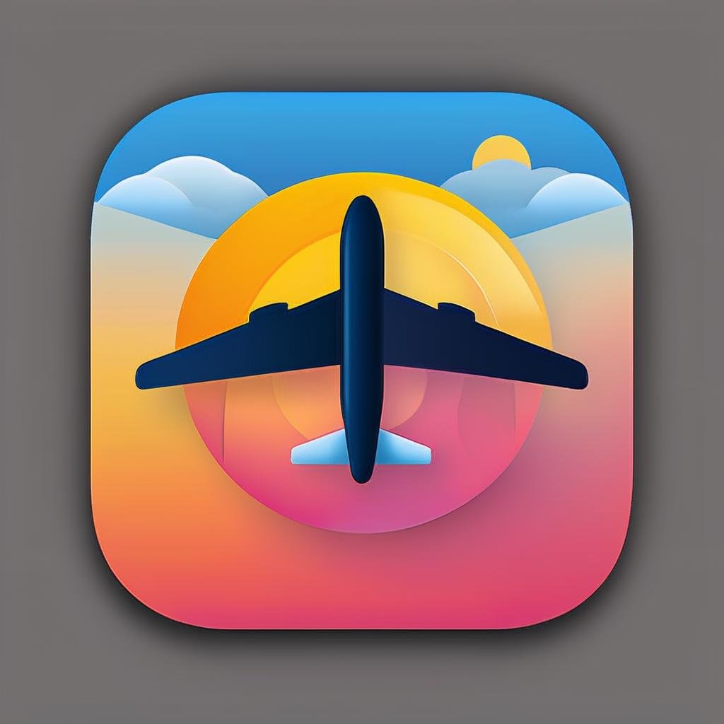 airplane, sky, minimalist, ios icon app, dribbble, icredm<lora:IconsXLRedm:1>
