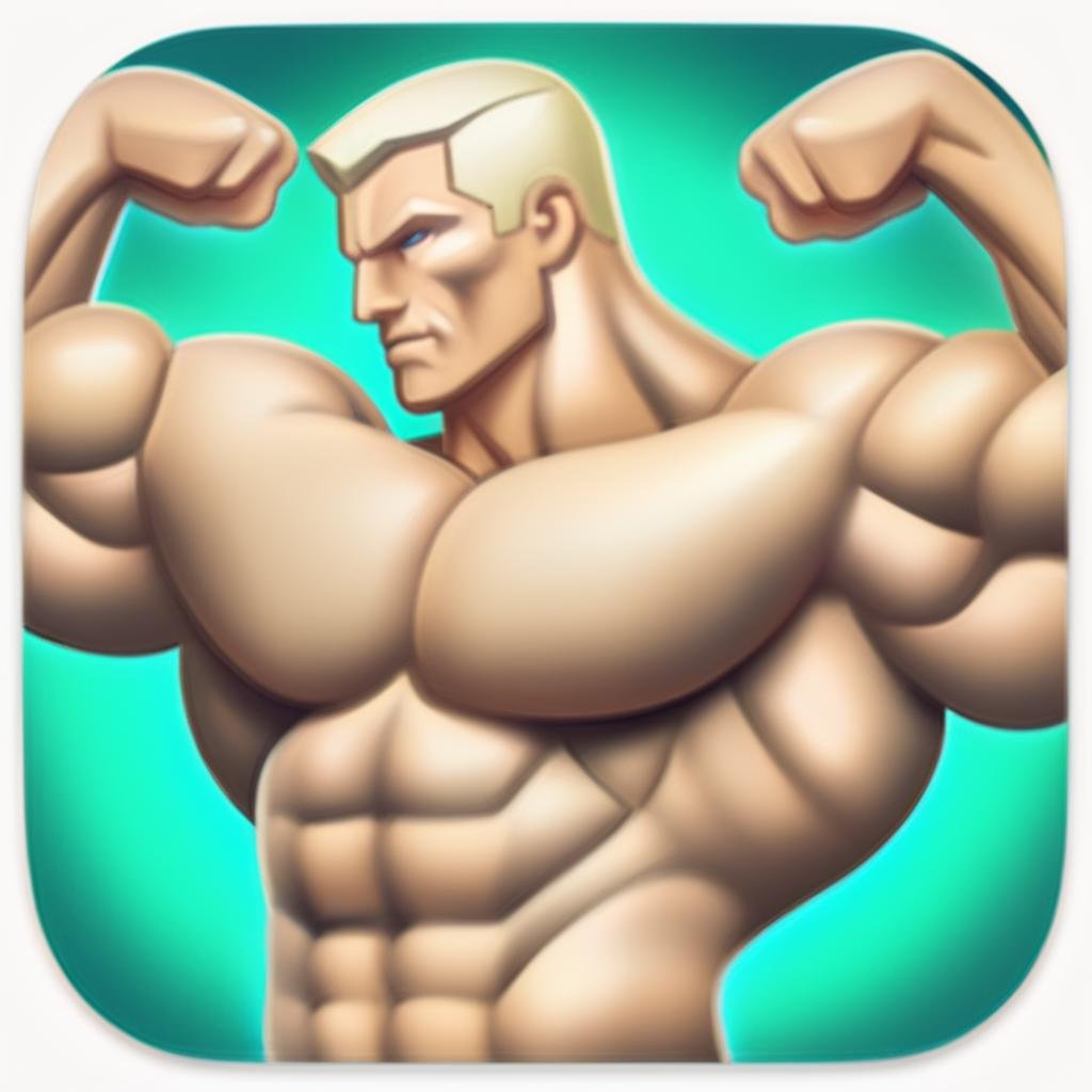 a bodybuilder, icons, ios icon app, icons app,<lora:IconsRedmondV2-Icons:1>
