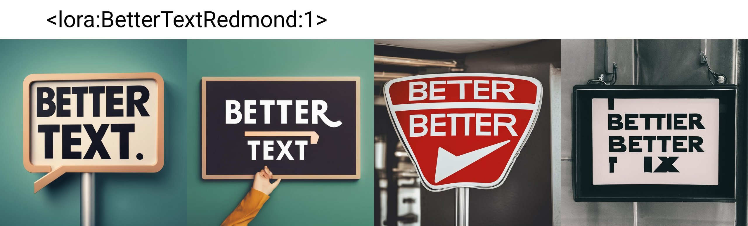 A sign that says "Better Text" on it <lora:BetterTextRedmond:1>