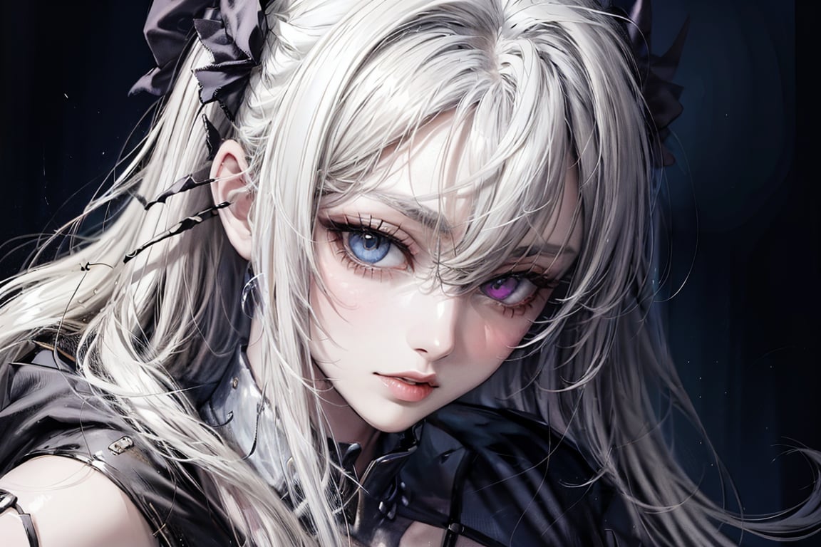 1girl, AgoonGirl, High detailed, , (xx)1girl, masterpiece, best quality, 8K, highres, absurdres:1.2, masterpiece, best quality, ultra-detailed, illustration,1 girl,SharpEyess, 1girl,portrait,from above,white hair,red eyes,heterochromia
,AgoonGirl,