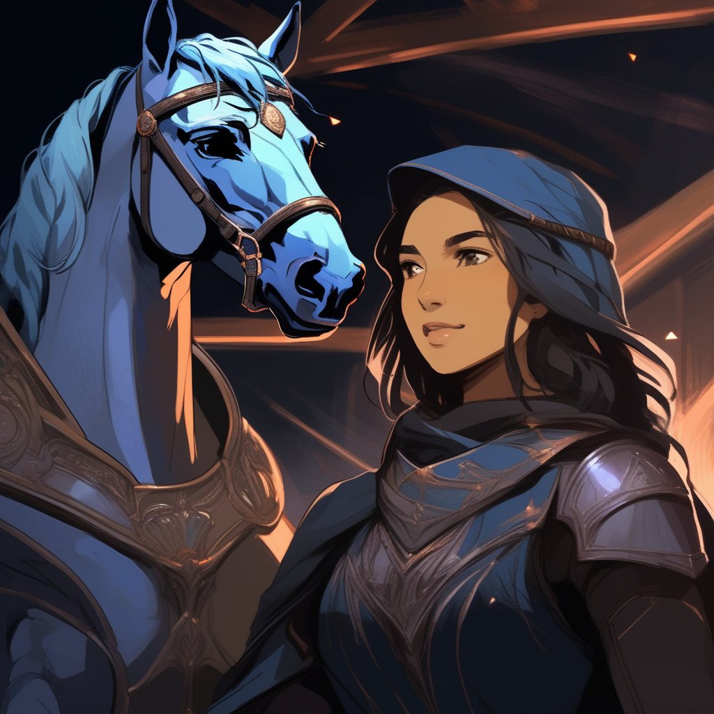 portrait art style, sketch, fantasy, magic fight, horse  , (masterpiece,best quality)