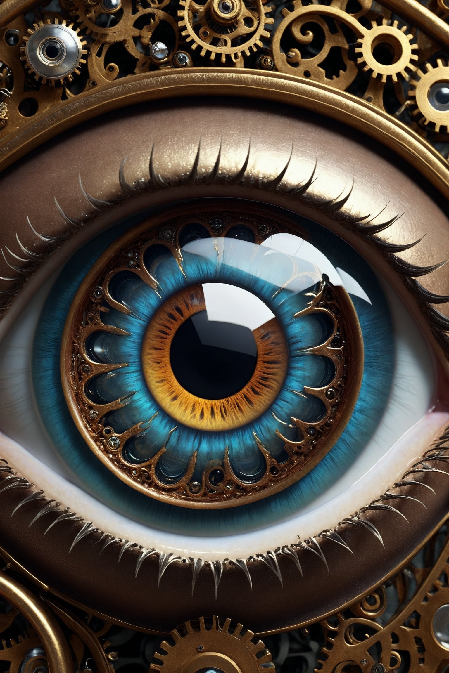 steampunk eye,  ornamental,  macro shot,  HD,  Hyperrealistic,  mystic,  baroque,  octane render