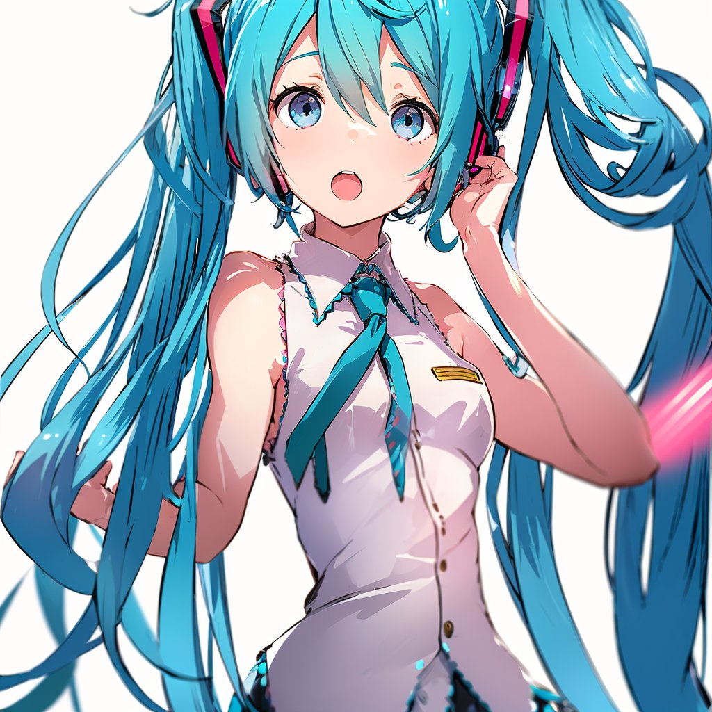 1girl, white_background, Hatsune Miku \(Vocaloid Series\)