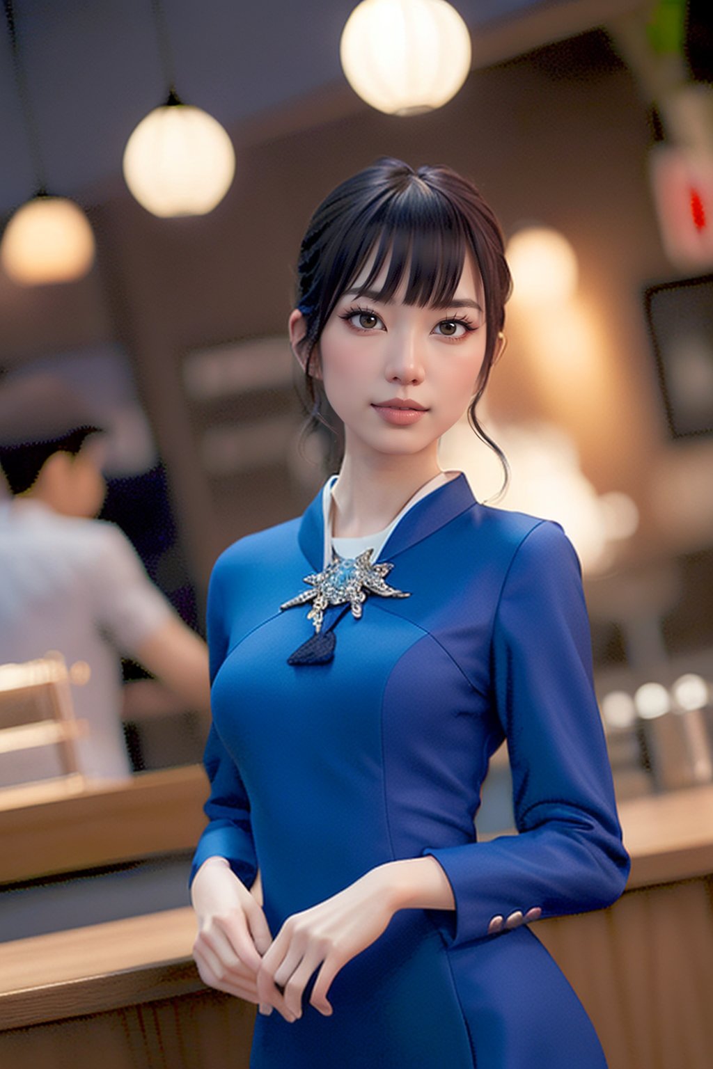 Unleash the Beauty of East Asian Woman, full HD, elegant,blue, masterpiece, high quality (1:3),pixar style,Enhance