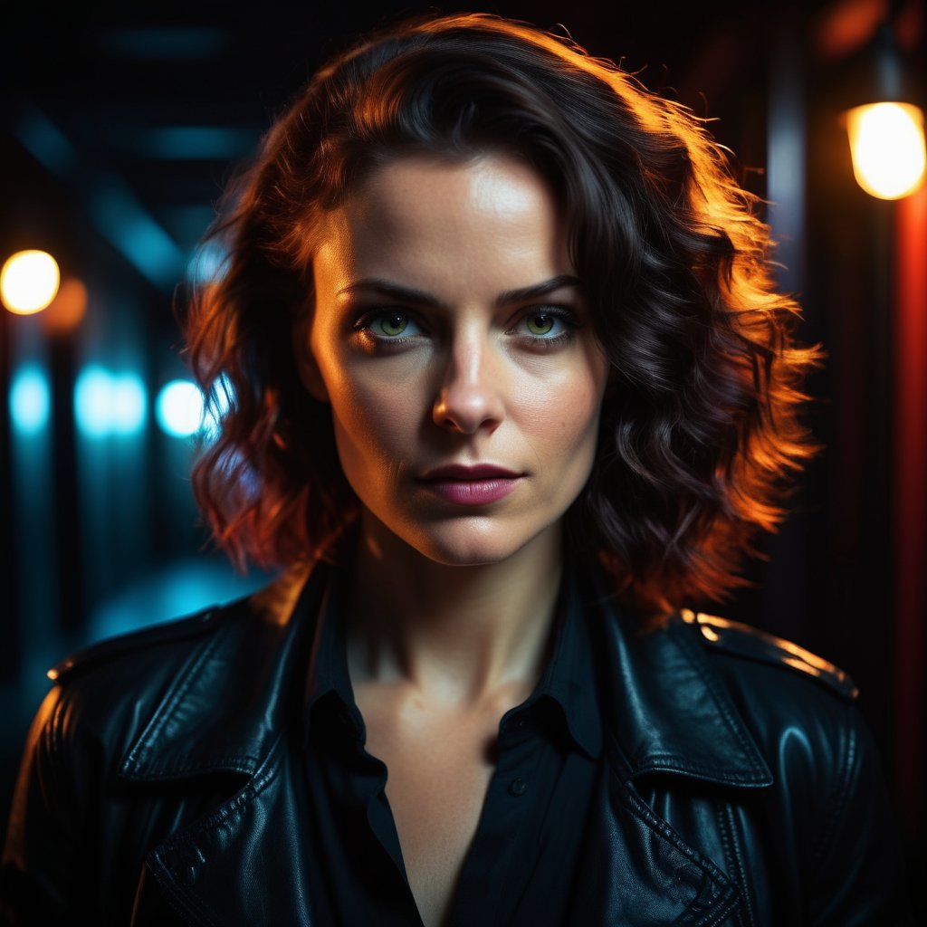 <lora:moviemakerstlyeb2p:1> , cinematic  moviemaker style, portrait photography of a woman in a noir movie. Looking at the camera high contrast, high dynamic range, vibrant colors, matte black, Halfrear Lighting, Cinematic Lighting, High-Key Lighting