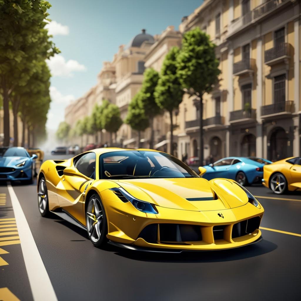 3D Render Style, 3DRenderAF, Ferrari Super Car, yellow, ,<lora:3DRenderConfig4:1>