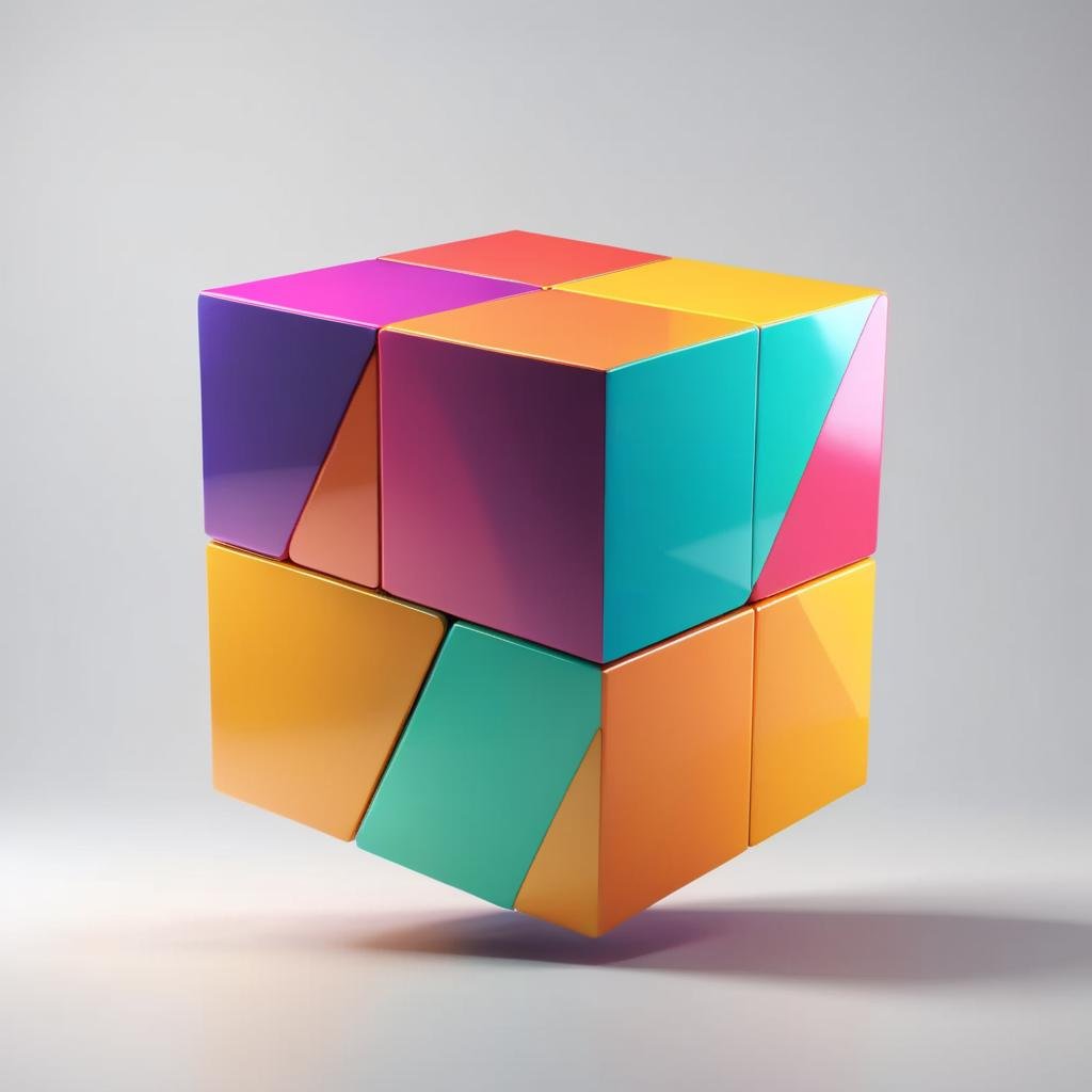 3D Render Style, 3DRenderAF, One colorful cube, white background, studio,,<lora:3DRenderConfig4:1>