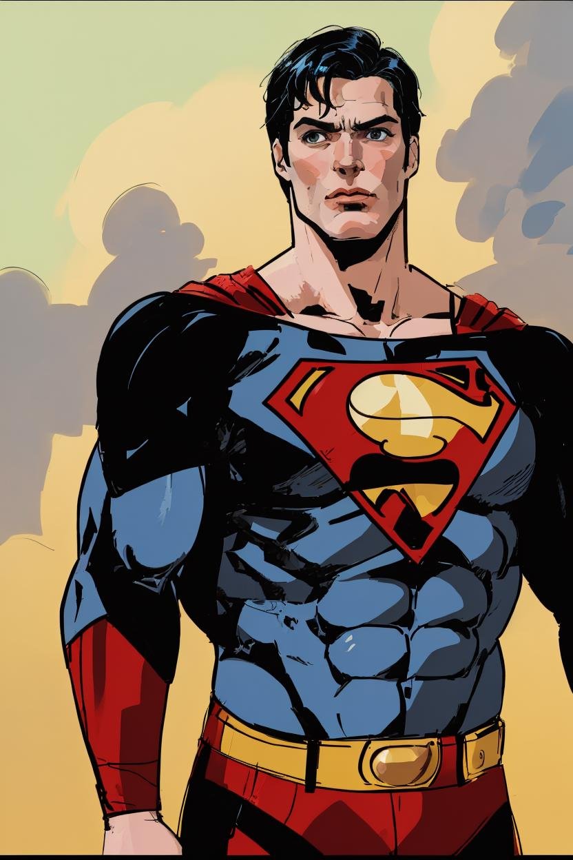 superman, superhero suit,  neoplasticism,<lora:Paint_style-000007:.8> , cinematic