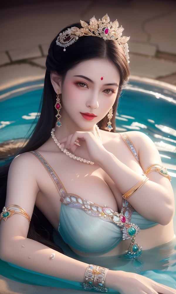 (,1girl, ,best quality, )<lora:DA-国风-敦煌A:0.7>,, ,masterpiece, ((((1girl, solo, medium breasts, ,solo focus, lying on water, )))) (()), (), ,ultra realistic 8k cg, flawless, clean, masterpiece, professional artwork, famous artwork, cinematic lighting, cinematic bloom, perfect face, beautiful face, fantasy, dreamlike, unreal, science fiction, luxury, jewelry, diamond, gold, pearl, gem, sapphire, ruby, emerald, intricate detail, delicate pattern, charming, alluring, seductive, erotic, enchanting, hair ornament, necklace, earrings, bracelet, armlet,halo,(()), (),