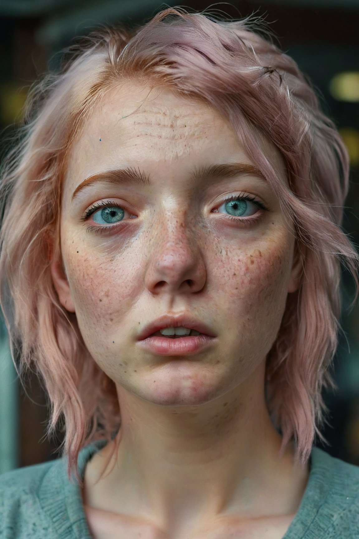 photo of beautiful age 18 girl, pastel hair, freckles sexy, beautiful, close up, young, dslr, 8k, 4k, ultrarealistic, realistic, natural skin, textured skin,Cinematic 