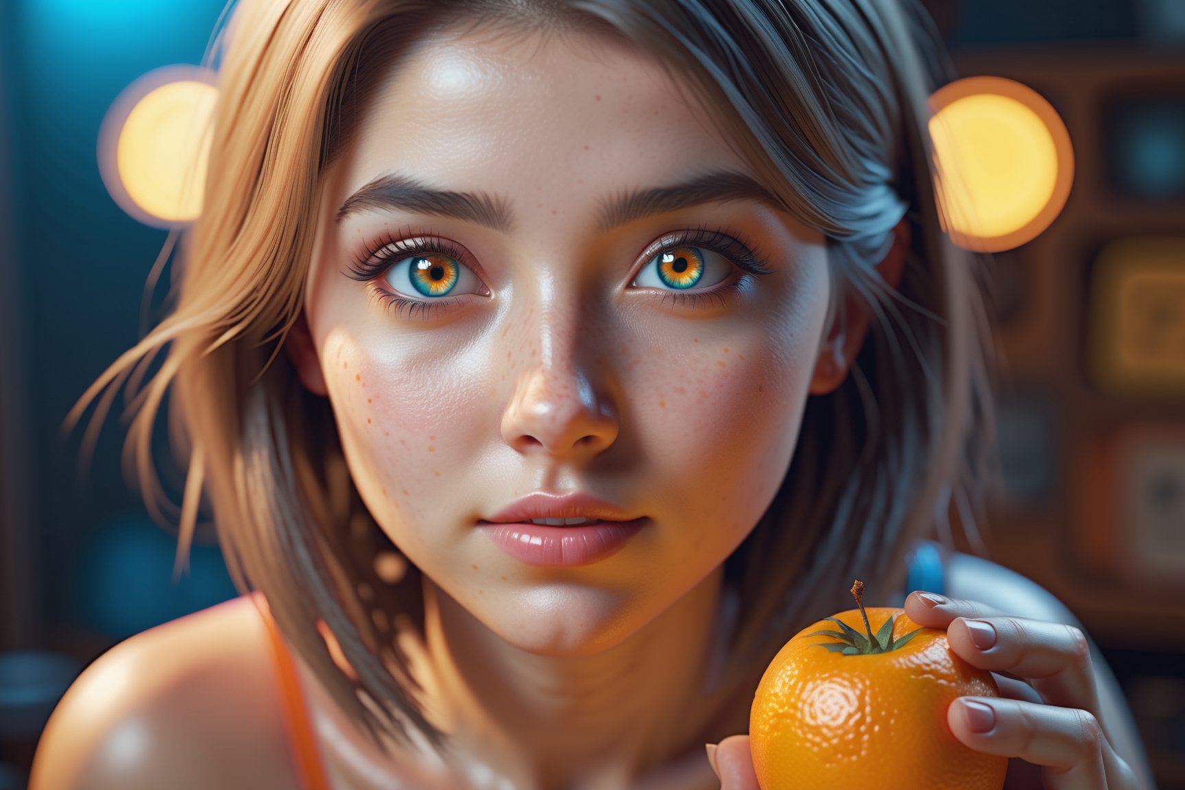 sexy girl, adorable scene filled with vibrant colors, 35mm, clear and detailed features, finely detailed eyes, sharp focus, detailed skin, miniature, tiny, sunkist, magical, octane render, soft back light, cinematic photography, film grain, photorealistic, hyper detailed
