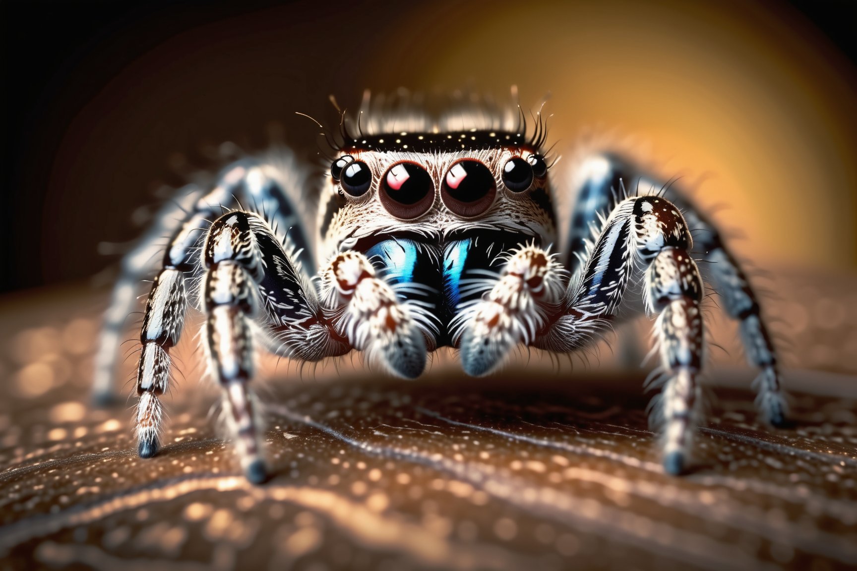 a cute fluffy jumping spider made out of magic, ((fairytale)), ((fantasy style)), ((intricate details)), hdr, ((intricate details, hyperdetailed)), cinematic shot, vignette, centered
