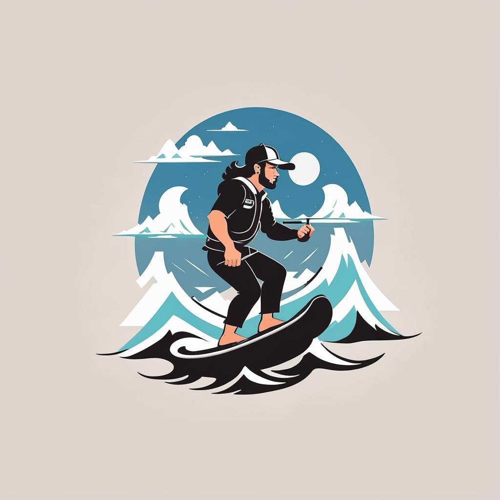logo, A logo for a surf school, surfer riding a wave, beachy and ocean-inspired colors, ,LogoRedAF ,<lora:logo15PasWithoutTERep5:1>
