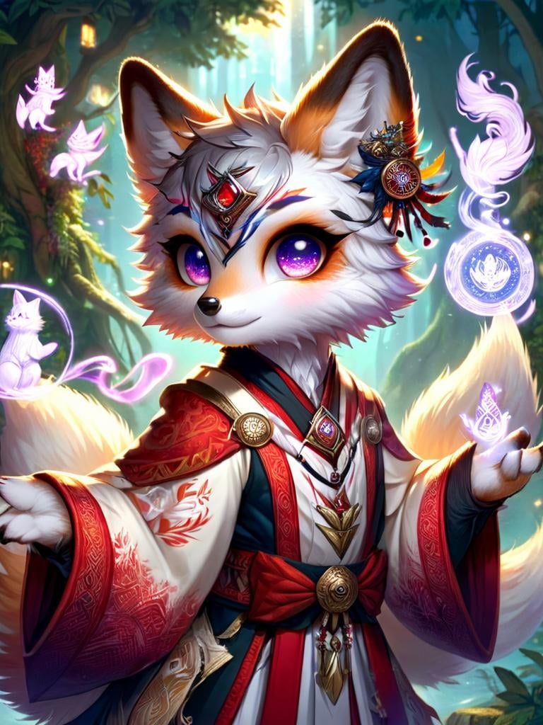 kitsune, illusionist, illusionist outfit, <lora:kitsune-sdxl:1>