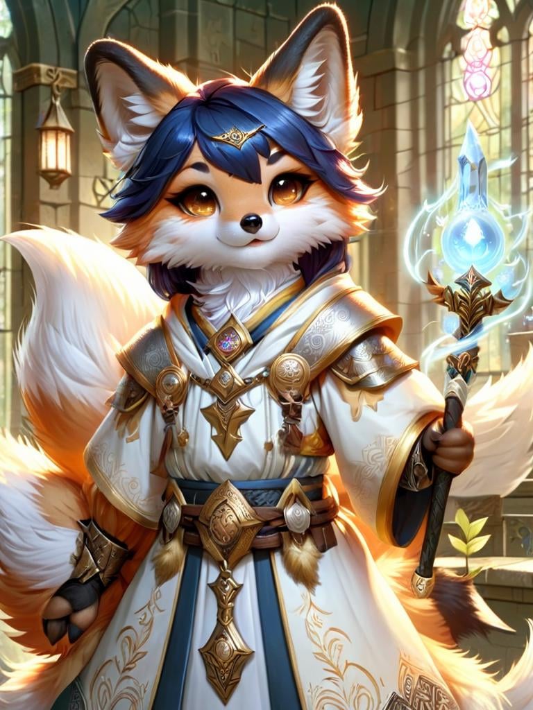 kitsune, cleric, cleric outfit, <lora:kitsune-sdxl:1>