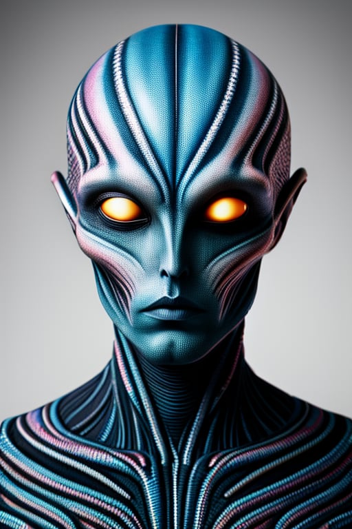 wo_al1enCr3atur3s, a portrait of a alien, wearing a tight suit, in the space, 8k, masterpiece, high_res, global illumination