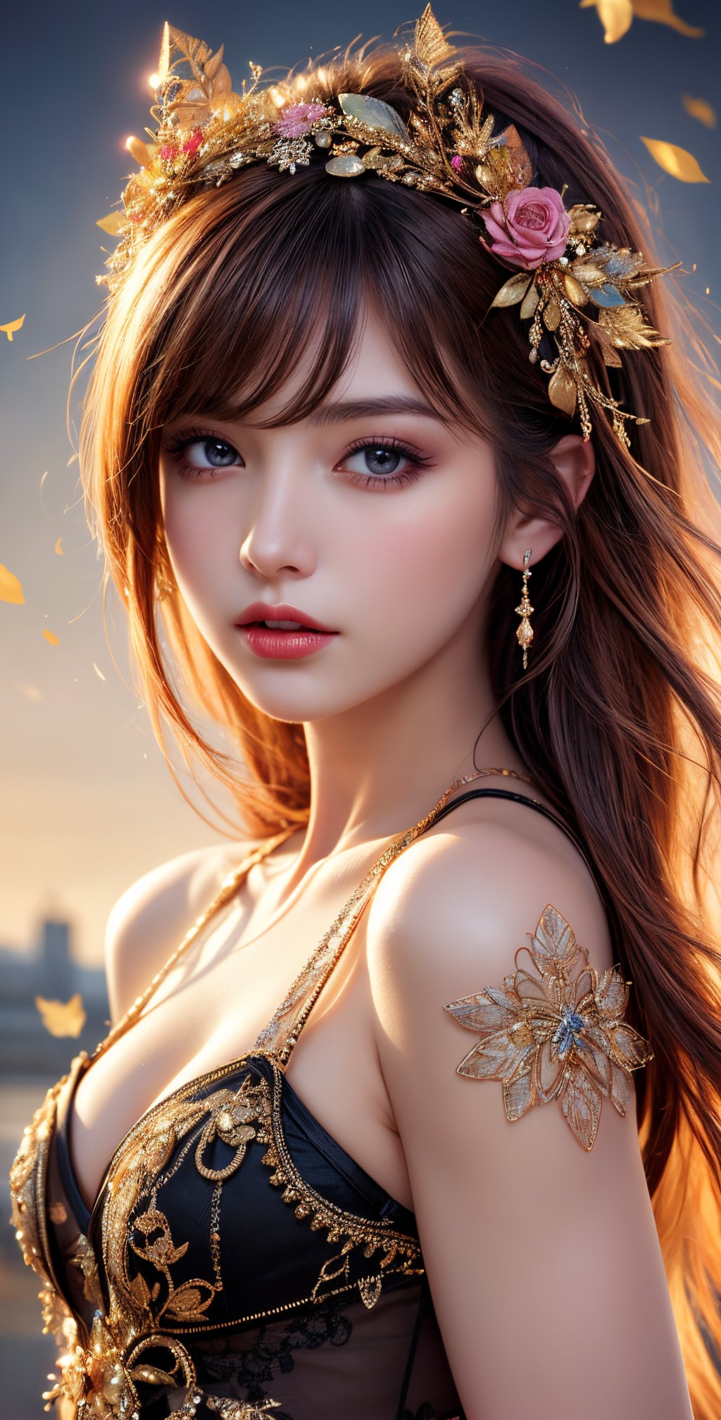 1girl,(masterpiece, top quality, best quality, official art, beautiful and aesthetic:1.2), (1girl), extreme detailed,flowers,(fractal art:1.3),colorful,highest detailed,1 girl
