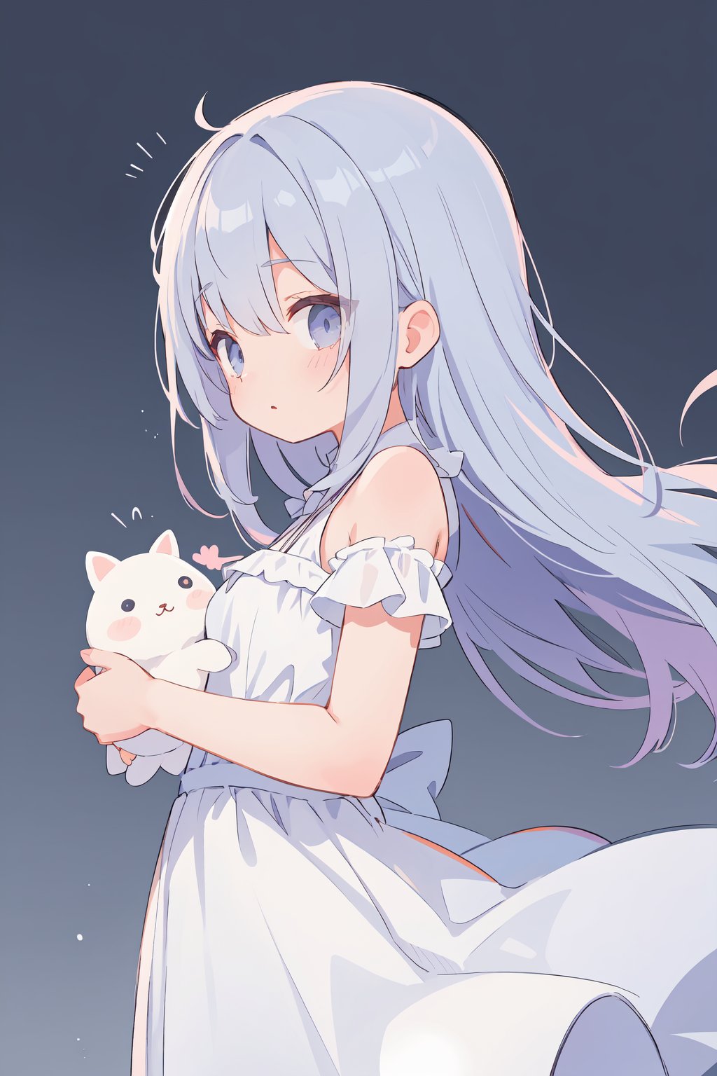 absurdres ,high res, perfect anatomy, Hyper detailed, high-resolution in elaborateness, (1 very cute girl:1.3), solo, expressionless, fluffy long dress, (bright hill:1.2), (half open eyes), from side
